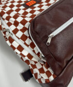 Mochila Artesanal Mineira Reforçada - Marrom Xadrez - Imagem 2